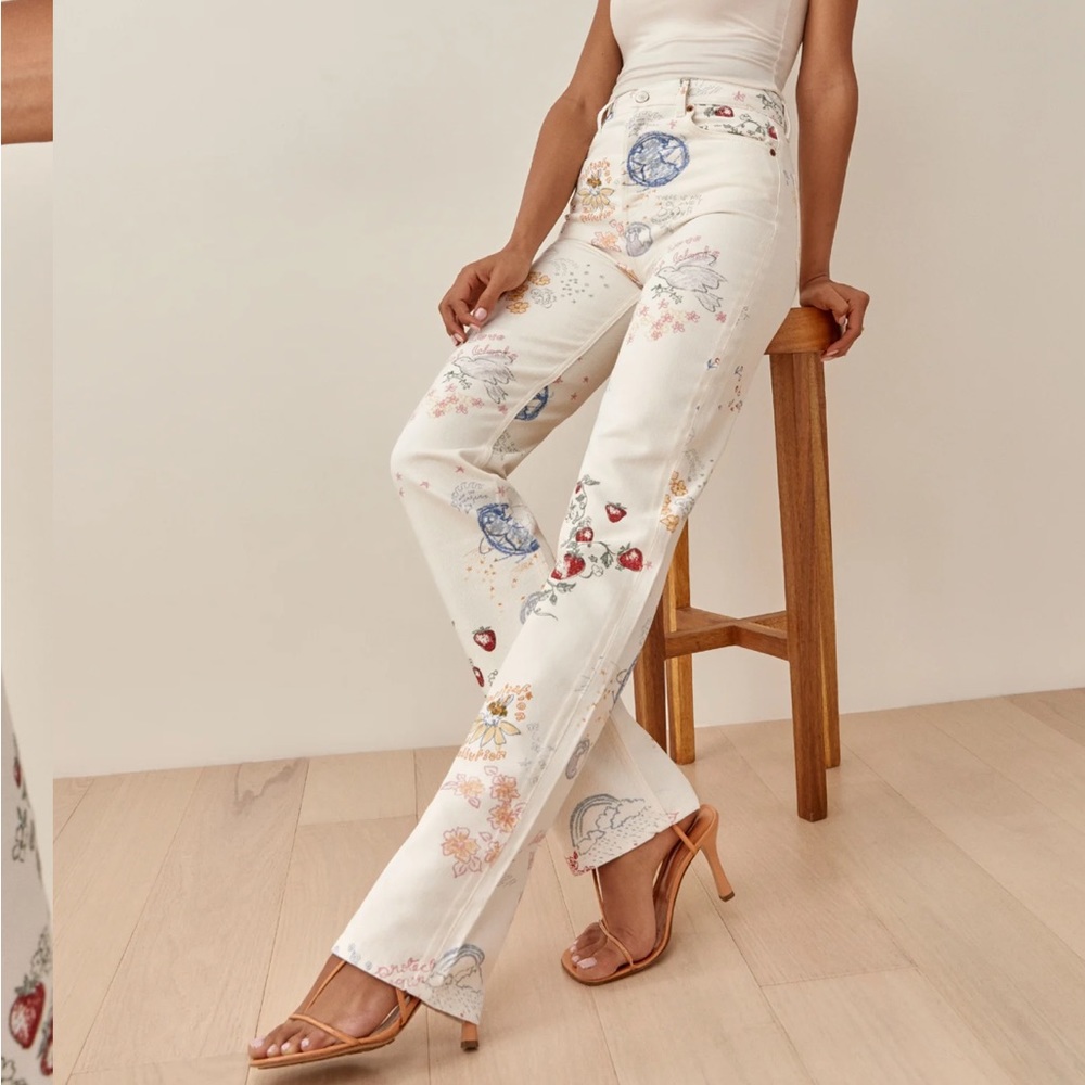 Reformation Cynthia Doodle High Rise Straight Jean